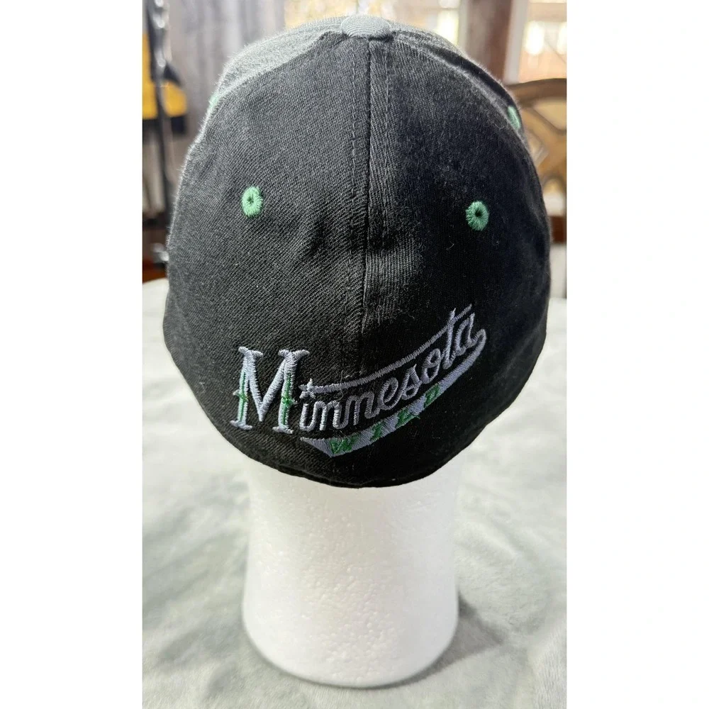 Minnesota Wild Hat Cap Fitted Mens M Black Gray Reebok NHL‎ Hockey Stretch Fit